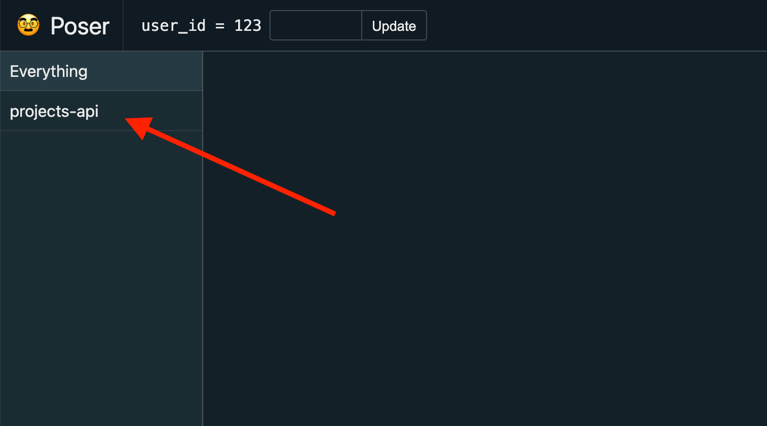 Poser frontpage shows the service is registered